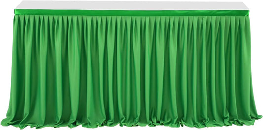 Anydrape Table Skirt Green Polyester Pleated Ruffle Dining Tablecloth For Wedding Banquet Birthday Party Table Decoration 6FT