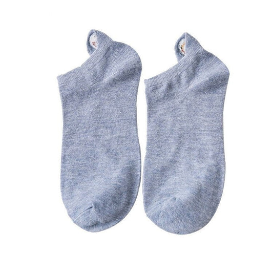 Anysox 5 Pairs One Size 4-5 Blue Unisex Candy Color Cotton Short Cute Socks