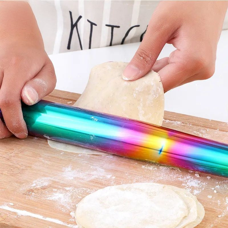 Anygleam New Green Rainbow Stainless Steel 1 Pc Stainless Steel Rolling Pin