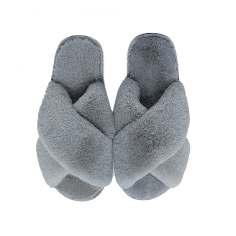 AnyStep Cross Grey Fluffy Indoor Slip On Plush Slipper One Size 9-10