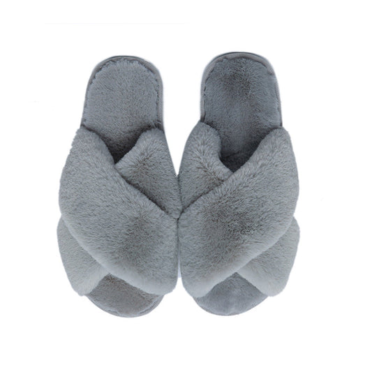 AnyStep Cross Grey Fluffy Indoor Slip On Plush Slipper One Size 9-10