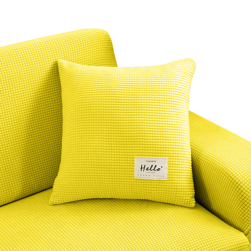 Anyhouz Pillowcase 45X45Cm Yellow Polyester Thick Stretchable Cushion For Living Room