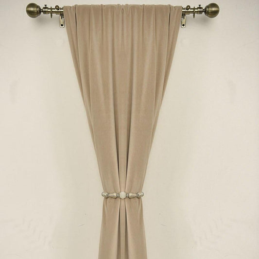 Anyhouz Curtains Beige Velvet Blackout Window Drape 100cm