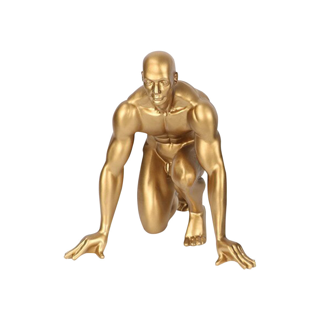 Anyhouz 26cm Gold Running Man Athlete Figurine Resin Ornaments