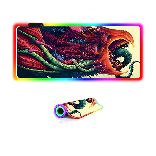 Anymob Mouse Pad Monster NeonGlow RGB Gaming w/ Light Modes Non-Slip Base 40*90cm