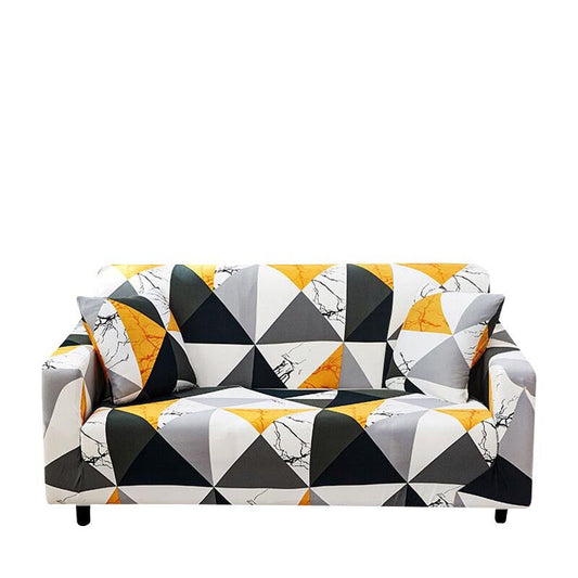 Anyhouz Sofa Cover Yellow White Geometric Style 3 Seater