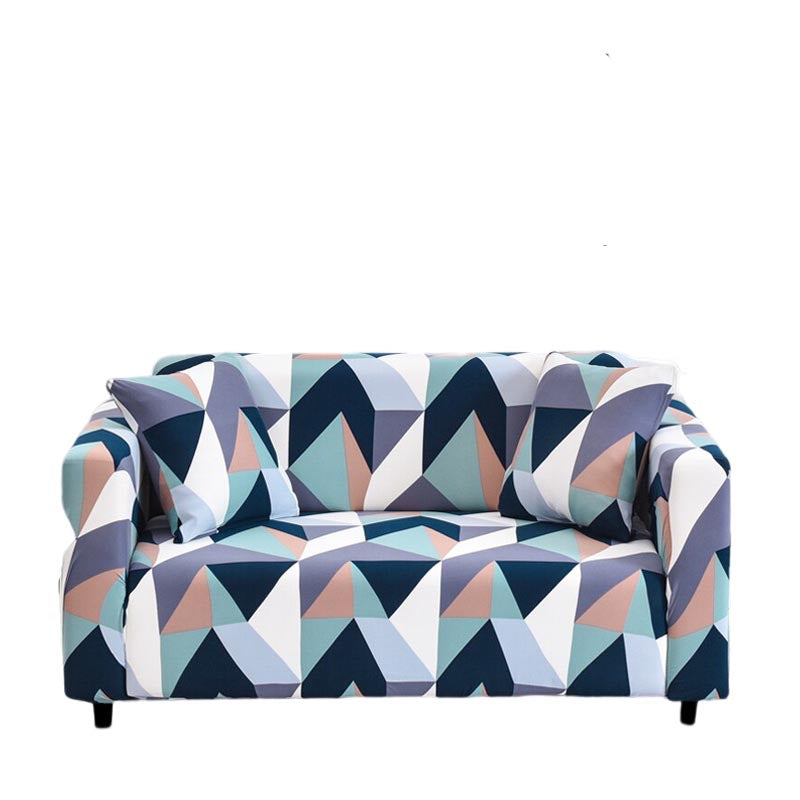 Anyhouz Sofa Cover Blue White Geometric Style 3 Seater