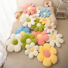 Anyseat Plush Pillow Yellow Five Petal Flower Shape Stuffed Soft Pillow Seat Cushion Room Decor 50cm