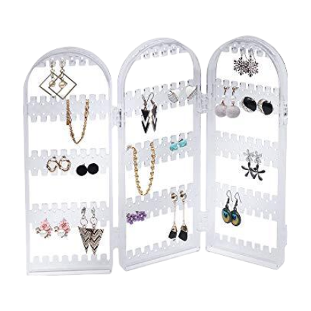 Anyhouz Jewelry Shelf Stand Holder 3 Transparent Fans Panels