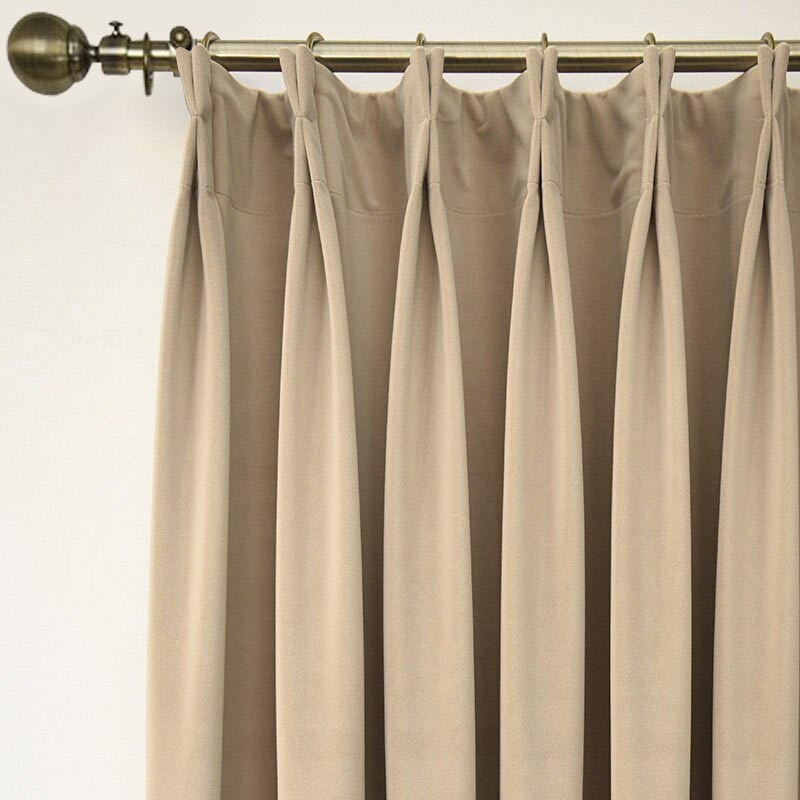 Anyhouz Curtains Dark Peach Velvet Blackout Window Drape 100cm