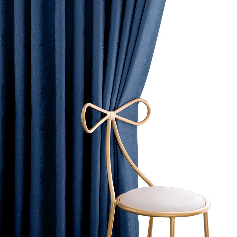 Anyhouz Curtain Blue Plain Blackout Curtains for Living Room 100cm