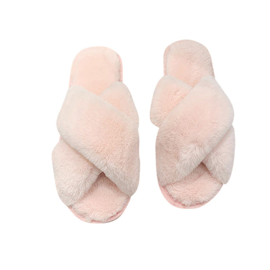AnyStep Cross Pink Fluffy Indoor Slip On Plush Slipper One Size 9-10