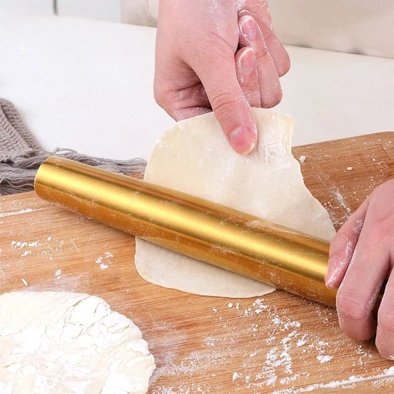 Anygleam New Gold Stainless Steel 1 Pc Stainless Steel Rolling Pin