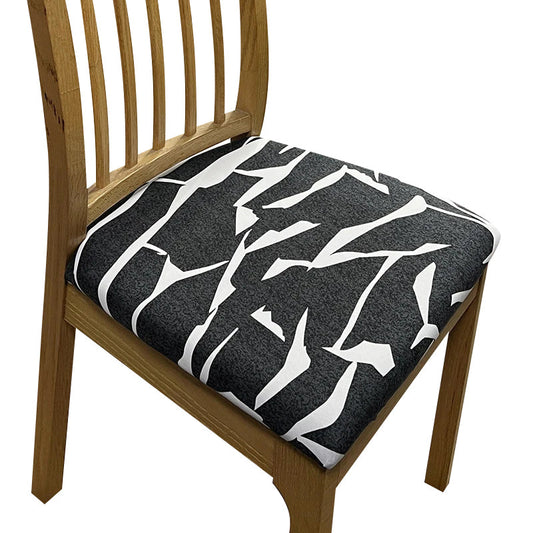 Anyhouz Chair Cover Black and White Crack Linear Design Stretch Seat Cover for Home Dinning Kitchen Washable Removable