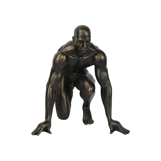 Anyhouz 26cm Black Running Man Athlete Figurine Resin Ornaments