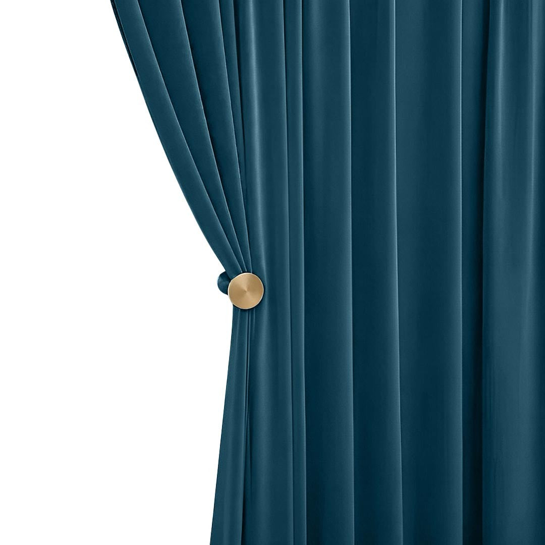 Anyhouz Curtains Ocean Blue Wool Velvet Blackout Window Drape 300cm