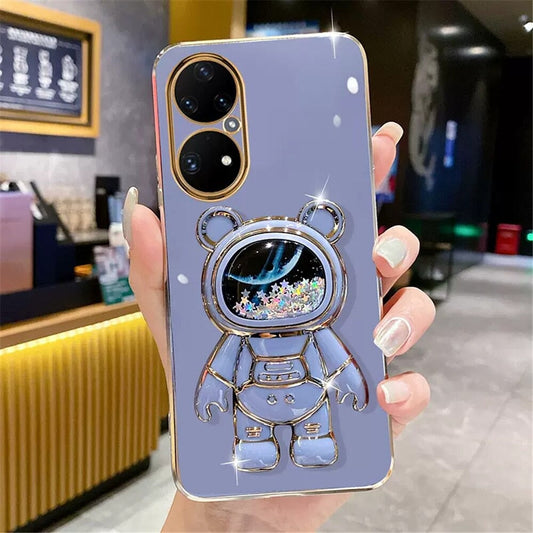 Anymob Huawei Case Cute Neon Blue Quicksand Astronaut Design Phone Cover