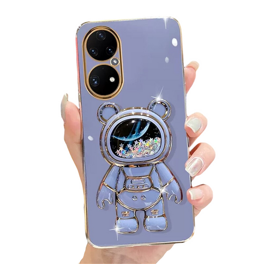 Anymob Huawei Case Cute Neon Blue Quicksand Astronaut Design Phone Cover