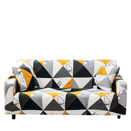 Anyhouz Sofa Cover Yellow White Geometric Style 4 Seater