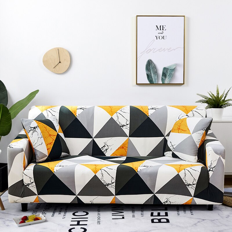 Anyseat Sofa Cover Yellow White Geometric Style 2 Seater