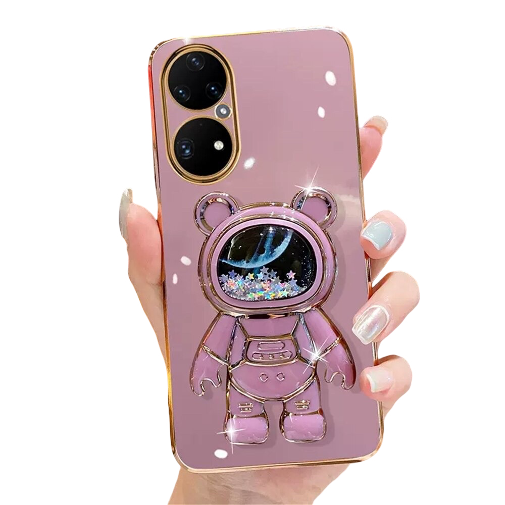 Anymob Huawei Case Cute Pink Quicksand Astronaut Design Phone Cover