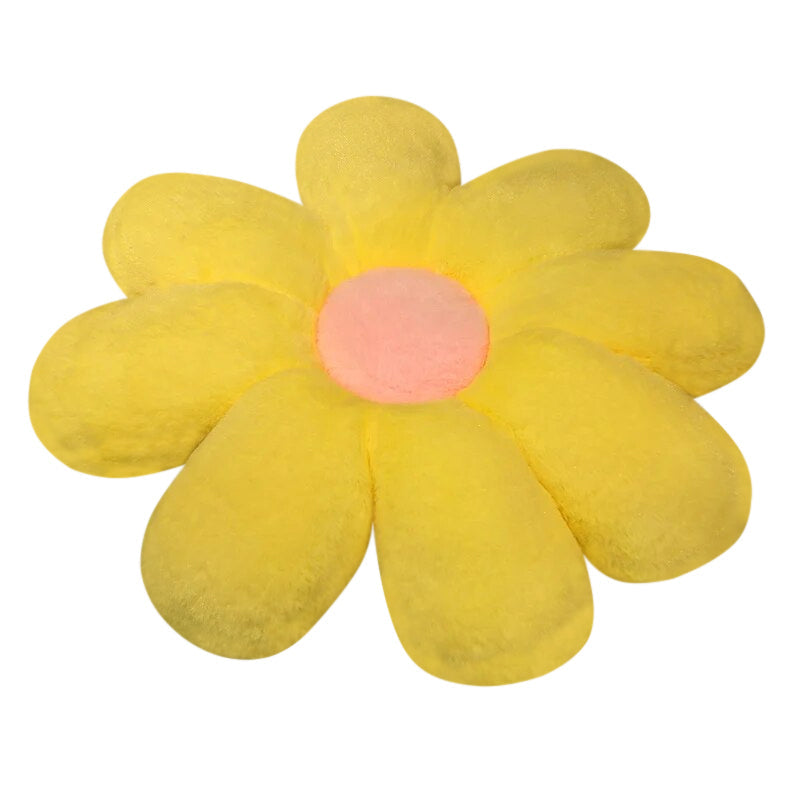 Anyhouz Plush Pillow Yellow Pink Flower Shape Stuffed Soft Pillow Seat Cushion Room Decor 50cm