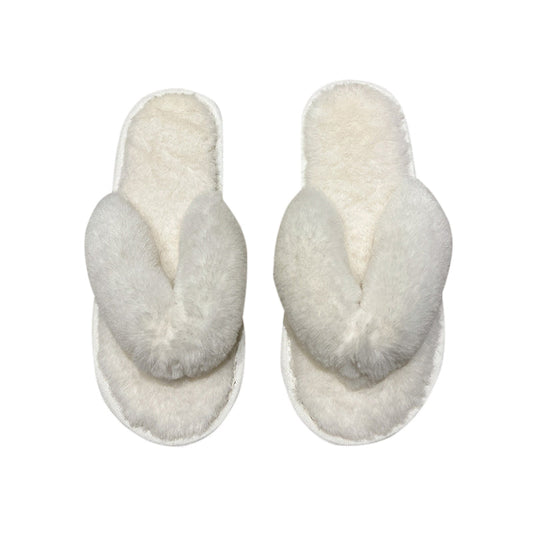 AnyStep Flip White Fluffy Indoor Slip On Plush Slipper One Size 7-8