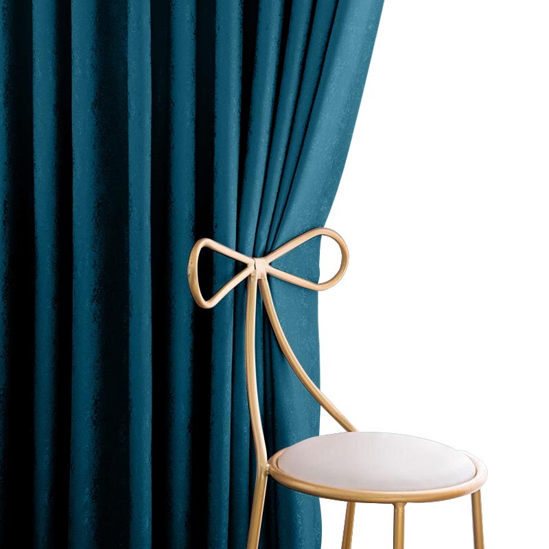 Anyhouz Curtain Dark Blue Plain Blackout Curtains for Living Room 100cm