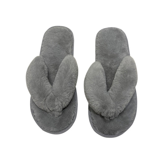 AnyStep Flip Grey Fluffy Indoor Slip On Plush Slipper One Size 5-6