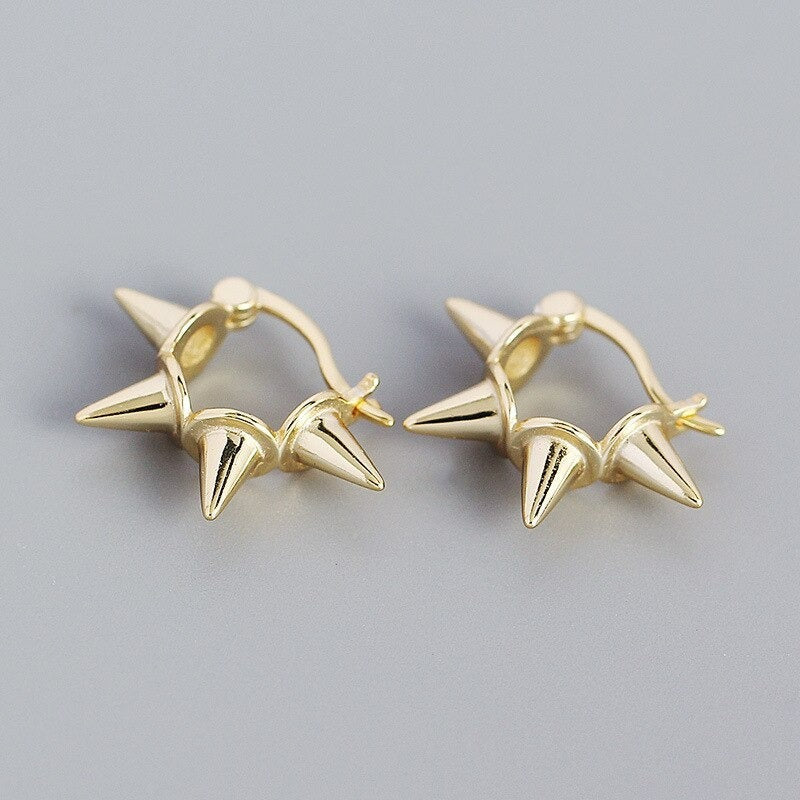 Anyco Earrings Punk Minimalist Rivets Ear Buckle Gold