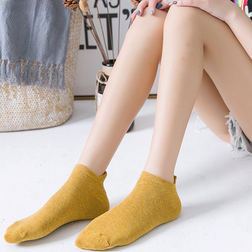 Anysox 5 Pairs One Size 4-5 Green Unisex Candy Color Cotton Short Cute Socks