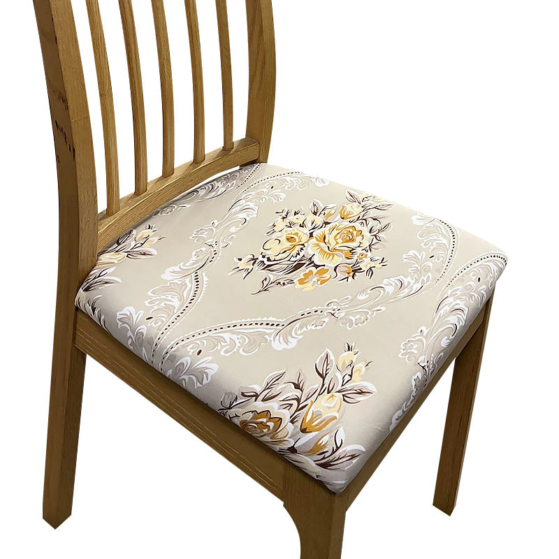 Anyhouz Chair Cover Beige Floral Print Stretch Seat Cover for Home Dinning Kitchen Washable Removable