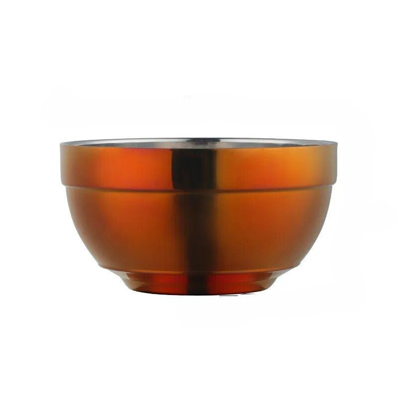 Anygleam Red Rainbow 2Pcs Big Stainless Steel Rice Bowl Single Anti-Scalding Layer Cooking Utensil