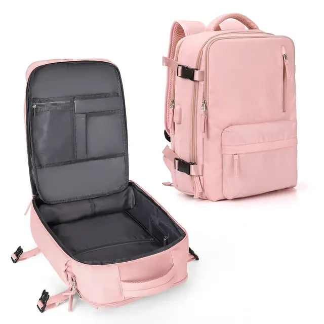 Anypack Backpack Pink Bag Large Capacity USB Charging School Luggage