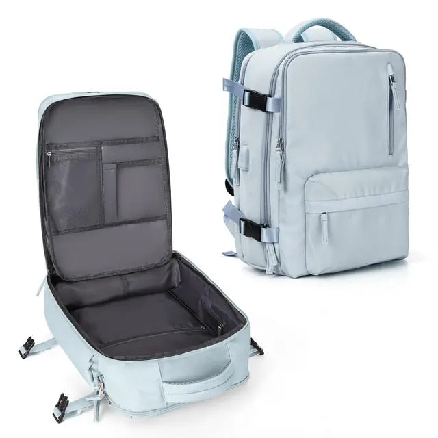 Anypack Backpack Light Blue Bag Large Capacity USB Charging