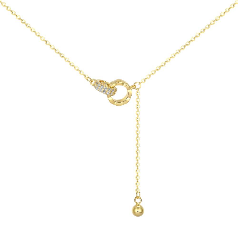 Anyco Necklace Gold Fashionable Sterling Silver Cubic Chain Decor Pendant