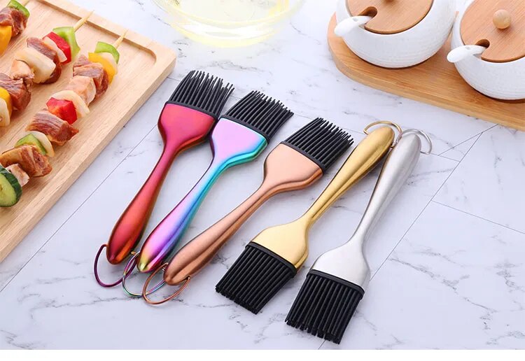 AnyGleam Brush Rose Gold Stainless Steel Handle Oil for BBQ and Bread Basting