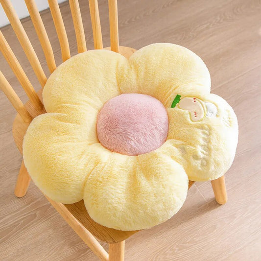 Anyhouz Plush Pillow Yellow Five Petal Flower Shape Stuffed Soft Pillow Seat Cushion Room Decor 50cm