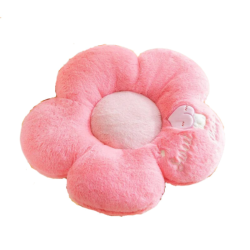 Anyhouz Plush Pillow Dark Pink Five Petal Flower Shape Stuffed Soft Pillow Seat Cushion Room Decor 50cm