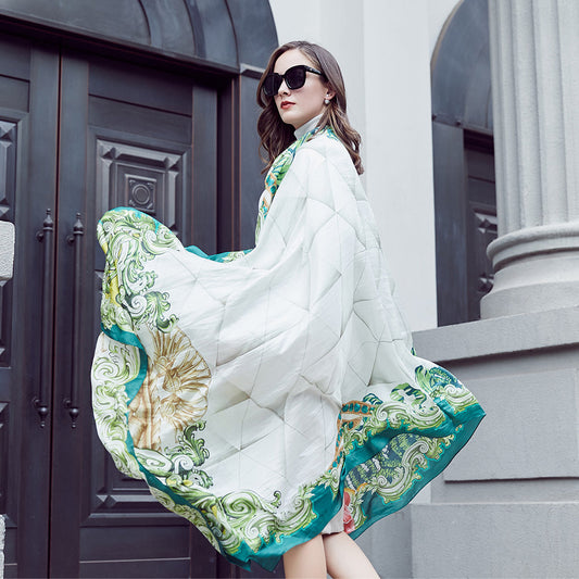 Anyyou 100% Mulberry Silk Light Green Long Scarf for Women
