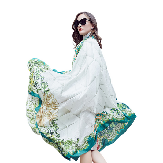 Anyyou 100% Mulberry Silk Light Green Long Scarf for Women