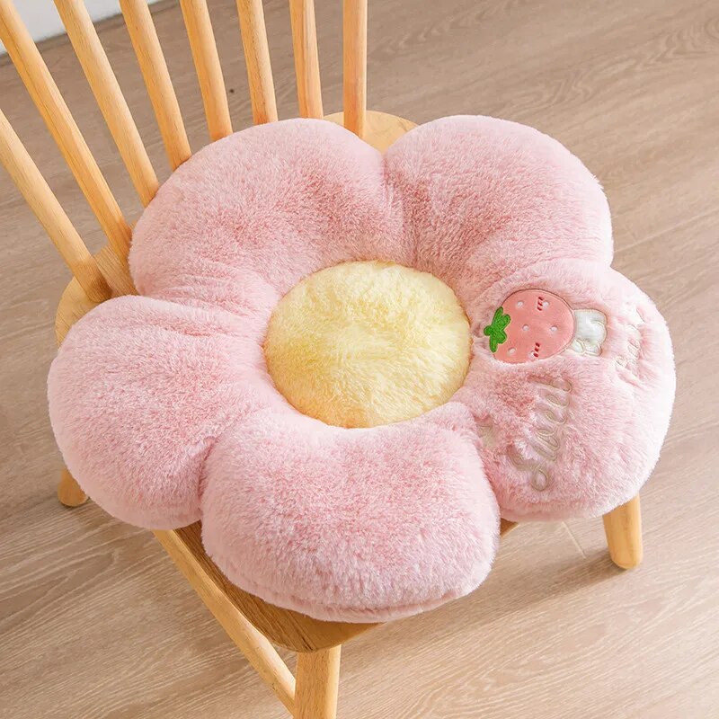 Anyhouz Plush Pillow Light Pink Five Petal Flower Shape Stuffed Soft Pillow Seat Cushion Room Decor 50cm