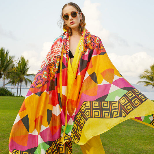 Anyyou 100% Mulberry Silk Butter Yellow Long Scarf for Women