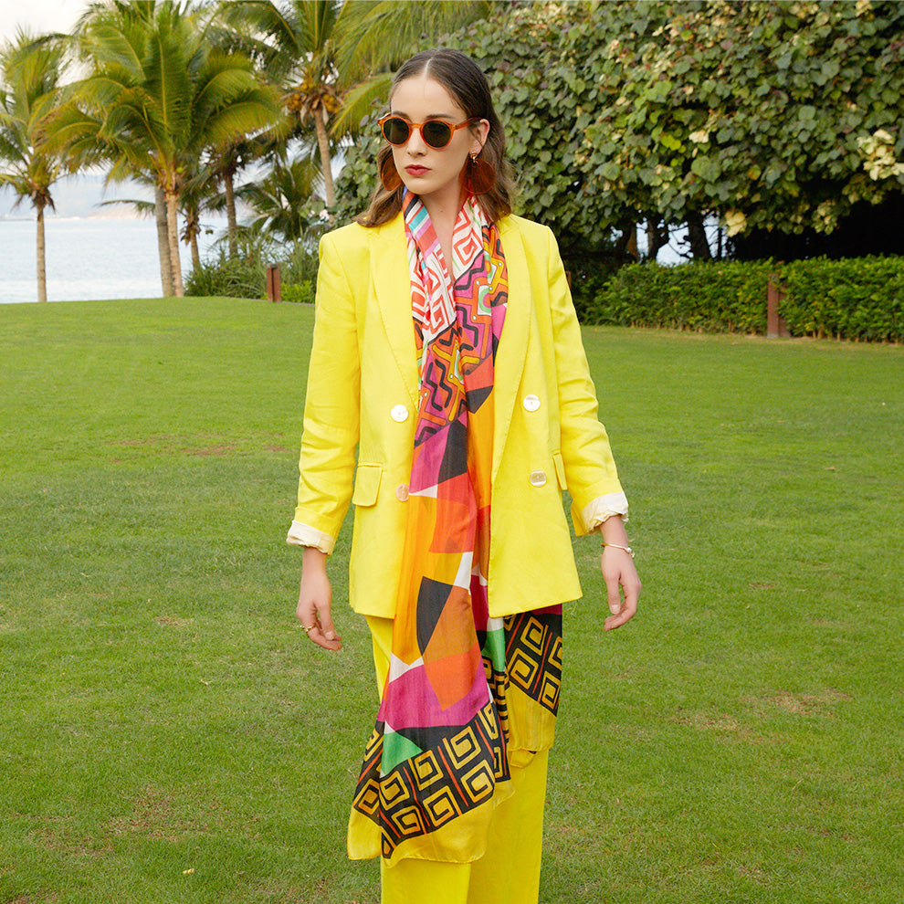 Anyyou 100% Mulberry Silk Butter Yellow Long Scarf for Women