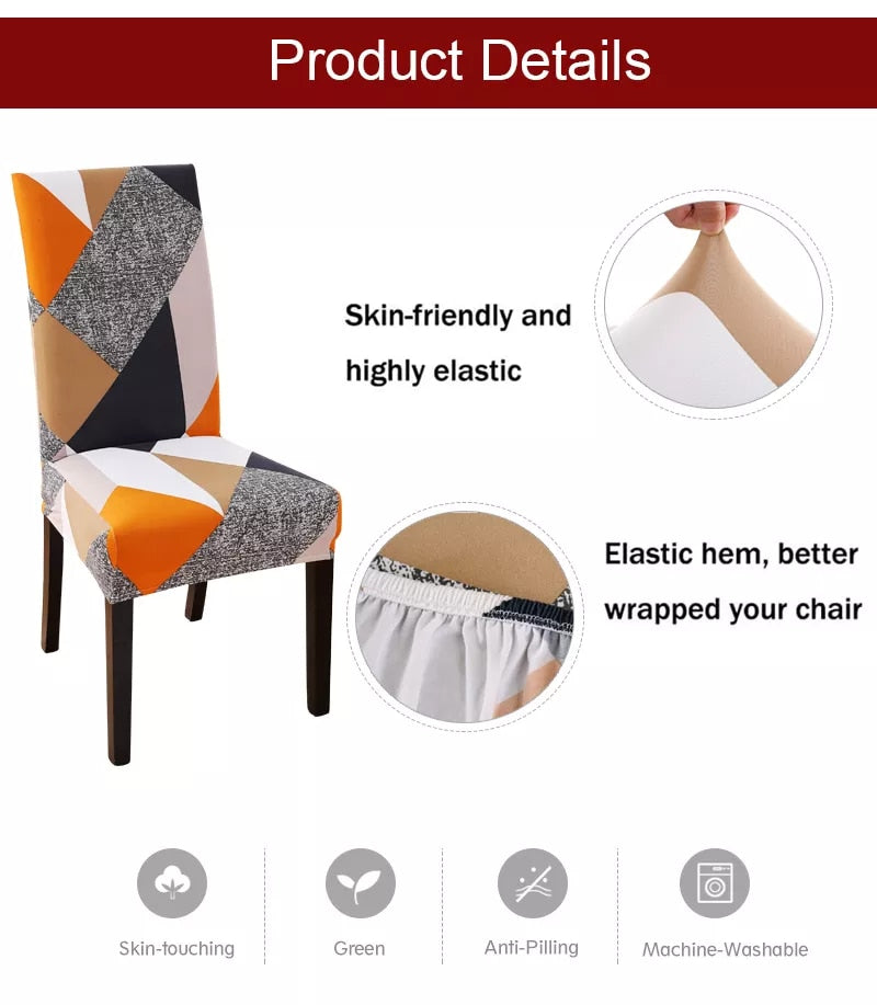 Anyhouz Chair Cover Brown and Khaki Triangle Pattern Design with Anti-Dirt and Elastic Material for Dining Room Kitchen Wedding Hotel Banquet Restaurant