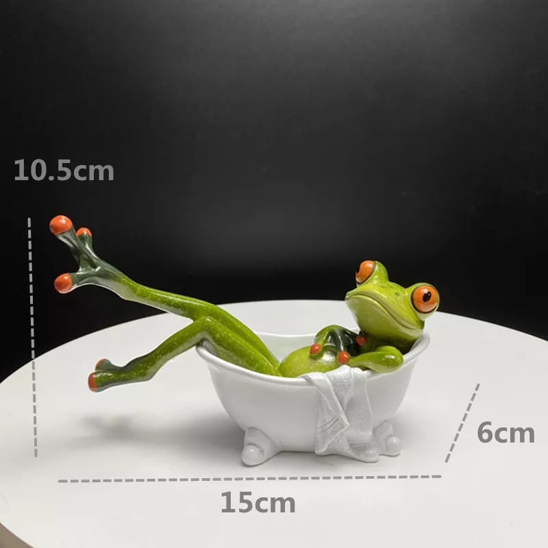 Anyhouz Home Figurine Nordic Bathtub Frog Resin