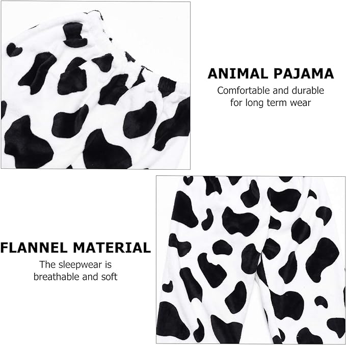 Anychic Pajama Set White Cow Large Winter Long Sleeved Thickened Coral Velvet Warmth Female Homewear Suit