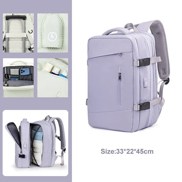 Anypack Backpack Purple Multifunctional Luggage Large Capacity