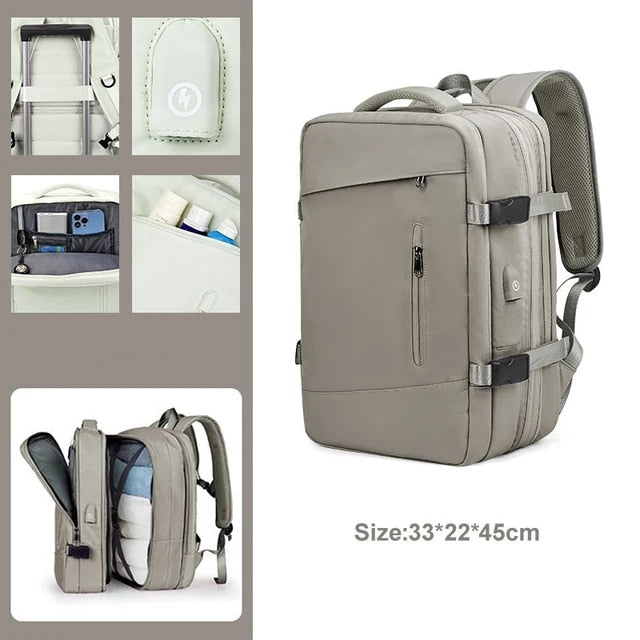 Anypack Backpack Gray Expandable Luggage Large Capacity