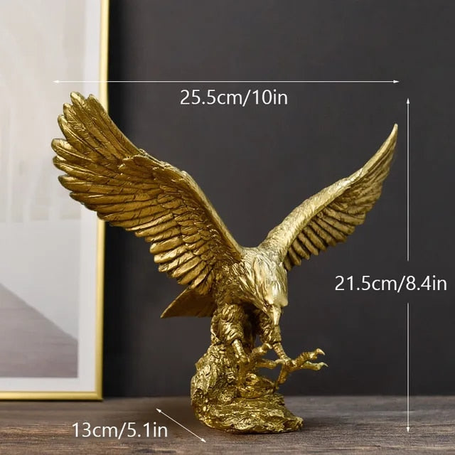 Anyhouz Home Figurine Golden Eagle Statue Medium Resin